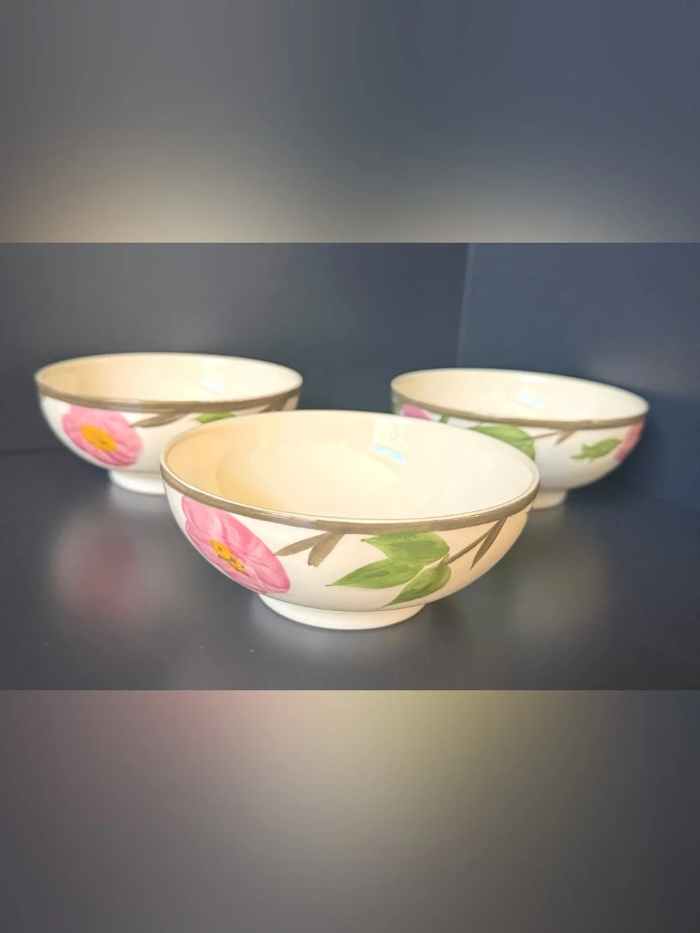 Vintage Franciscan Desert Rose Oatmeal Cereal Bowls Set of 3 England 5.5”